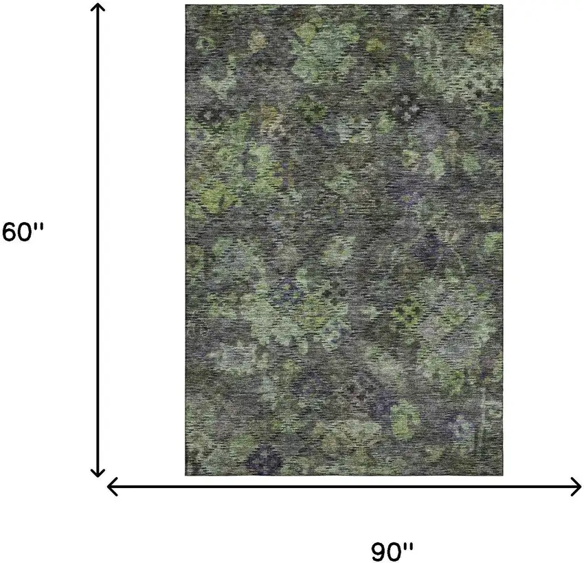 Green Gray And Purple Abstract Geometric Washable Area Rug With UV Protection Photo 4