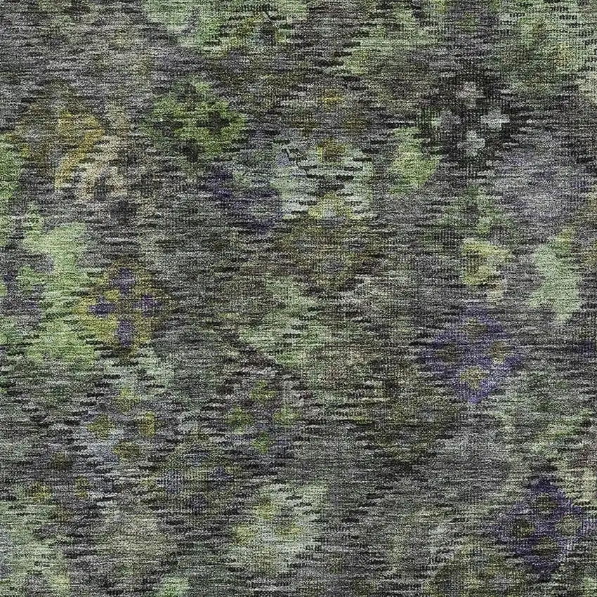 Green Gray And Purple Abstract Geometric Washable Area Rug With UV Protection Photo 3