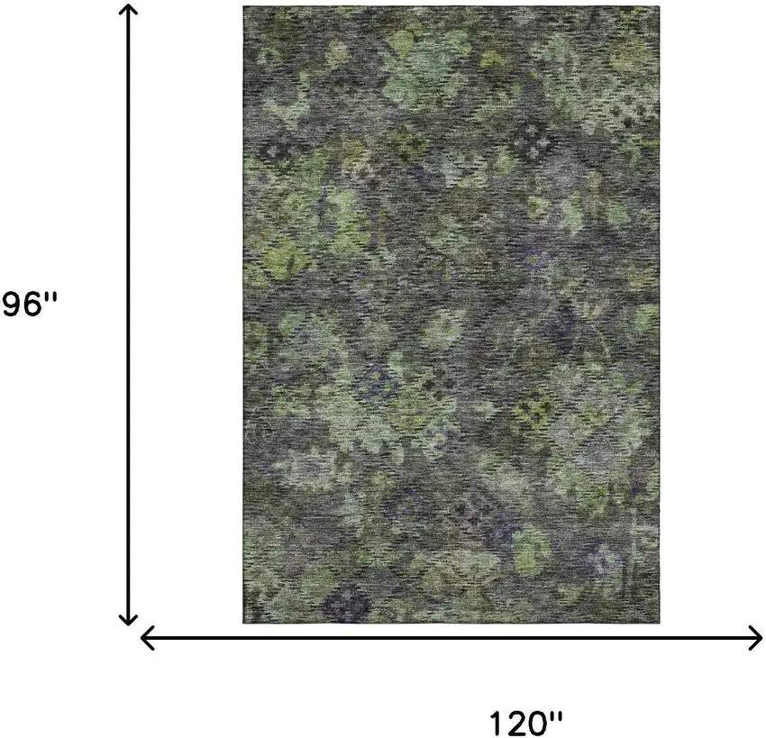 Green Gray And Purple Abstract Geometric Washable Area Rug With UV Protection Photo 6