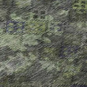 Photo of Green Gray And Purple Abstract Geometric Washable Area Rug With UV Protection