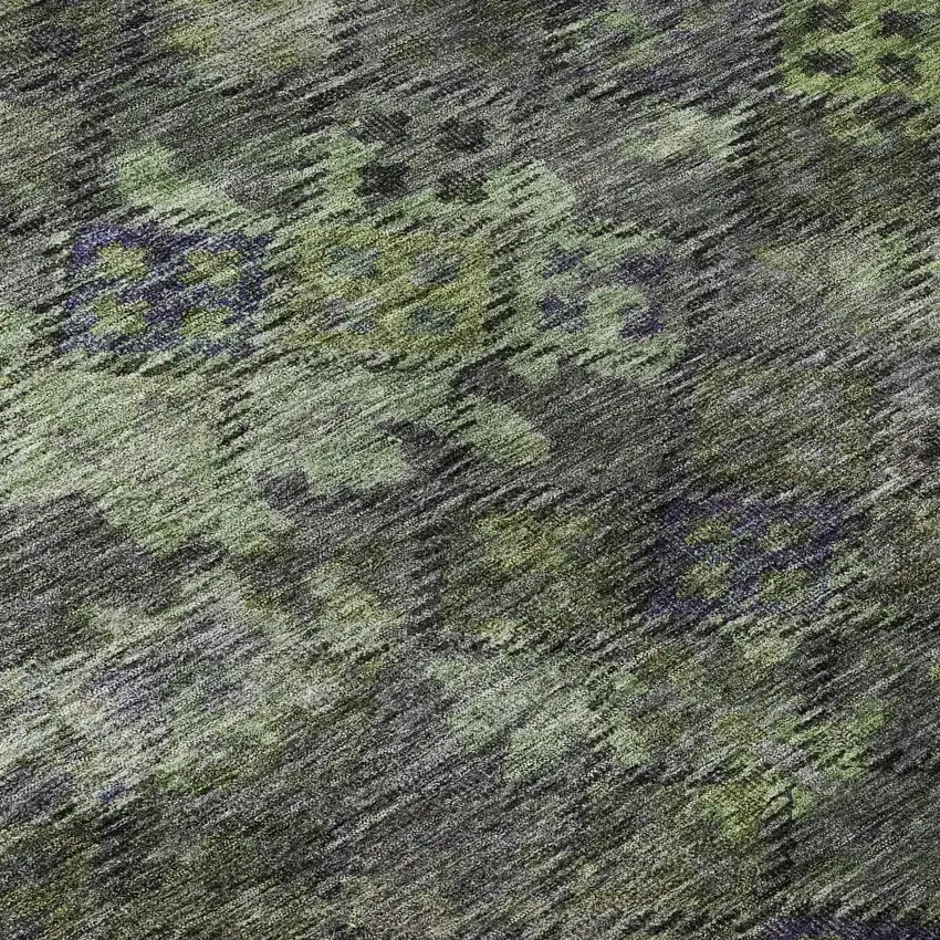 Green Gray And Purple Abstract Geometric Washable Area Rug With UV Protection Photo 1