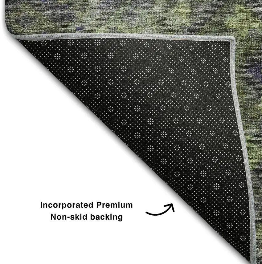 Green Gray And Purple Abstract Geometric Washable Area Rug With UV Protection Photo 7
