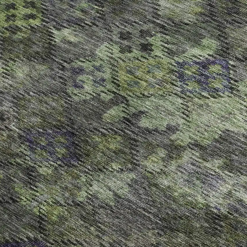 Green Gray And Purple Abstract Geometric Washable Area Rug With UV Protection Photo 2