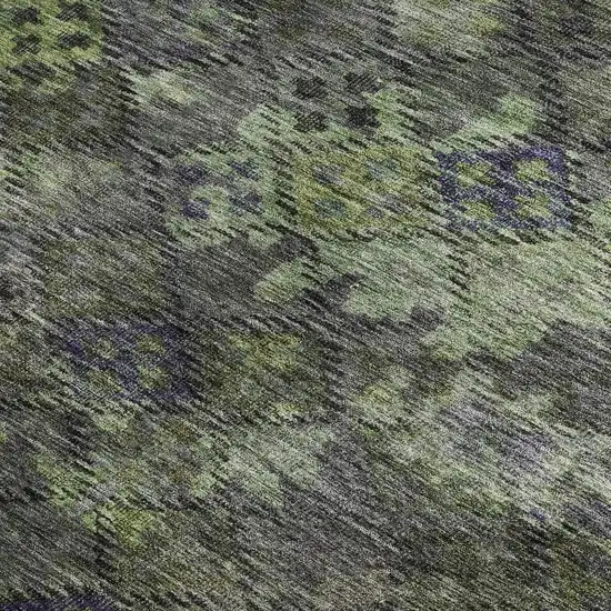 Green Gray And Purple Abstract Geometric Washable Area Rug With UV Protection Photo 2