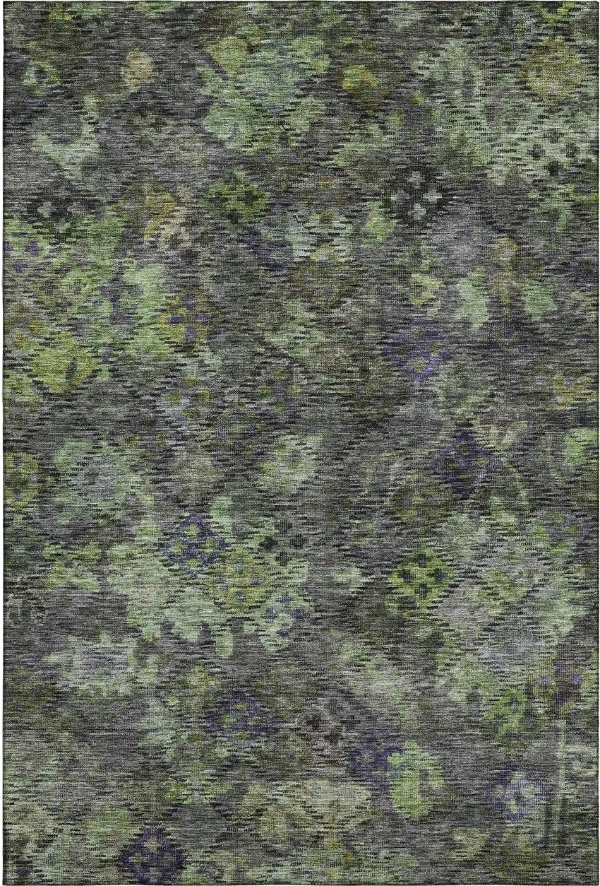 Green Gray And Purple Abstract Geometric Washable Area Rug With UV Protection Photo 5