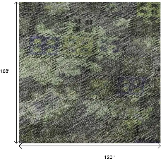 Green Gray And Purple Abstract Geometric Washable Area Rug With UV Protection Photo 9