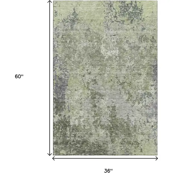 Green Gray And Purple Abstract Washable Area Rug With UV Protection Photo 3