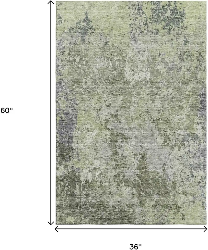 Green Gray And Purple Abstract Washable Area Rug With UV Protection Photo 3