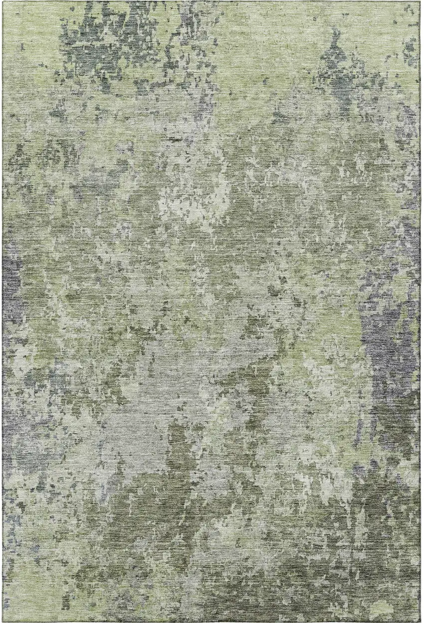 Green Gray And Purple Abstract Washable Area Rug With UV Protection Photo 3