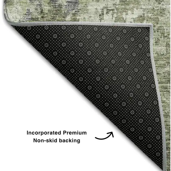 Green Gray And Purple Abstract Washable Area Rug With UV Protection Photo 5