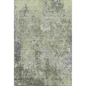 Photo of Green Gray And Purple Abstract Washable Area Rug With UV Protection