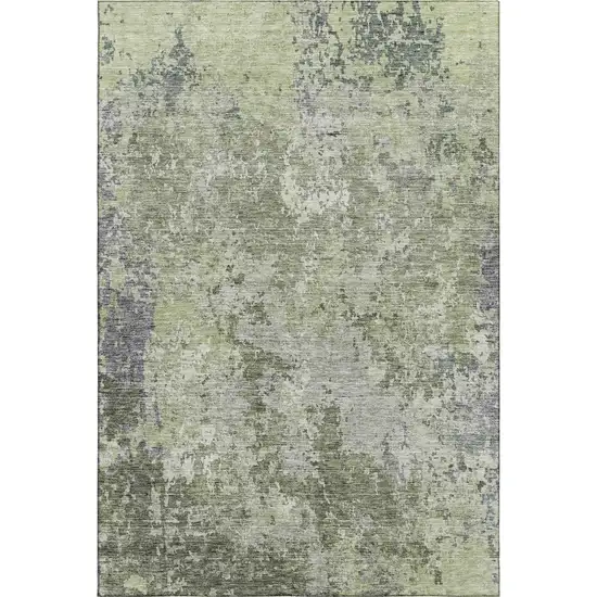 Green Gray And Purple Abstract Washable Area Rug With UV Protection Photo 1