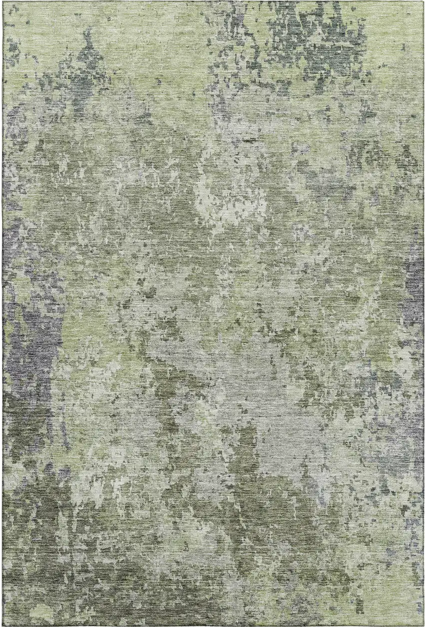 Green Gray And Purple Abstract Washable Area Rug With UV Protection Photo 1