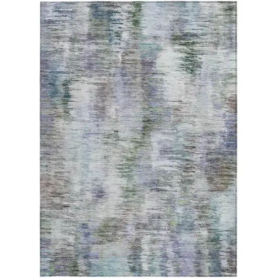 Green Gray And Purple Abstract Washable Indoor Outdoor Area Rug Photo 7