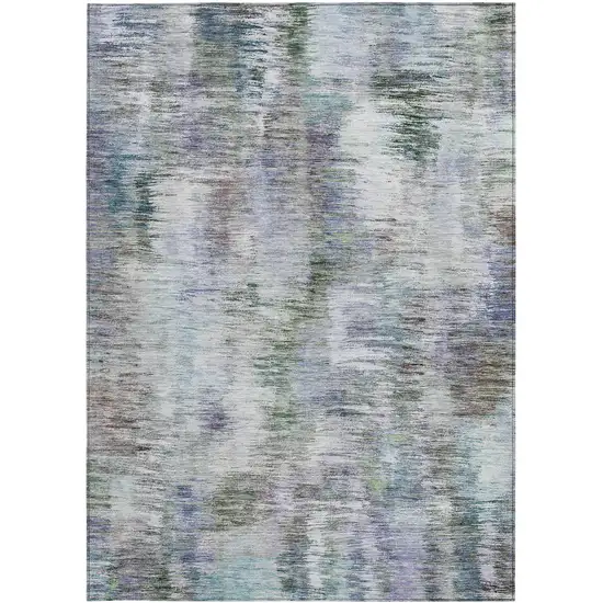 Green Gray And Purple Abstract Washable Indoor Outdoor Area Rug Photo 7
