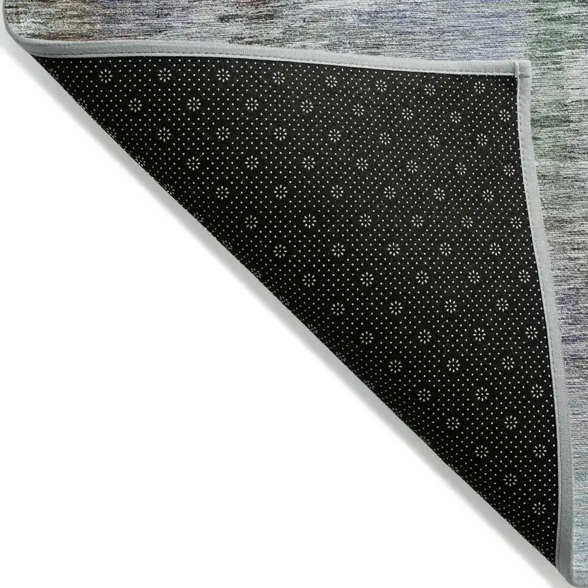 Green Gray And Purple Abstract Washable Indoor Outdoor Area Rug Photo 4