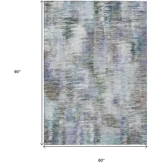 Green Gray And Purple Abstract Washable Indoor Outdoor Area Rug Photo 3