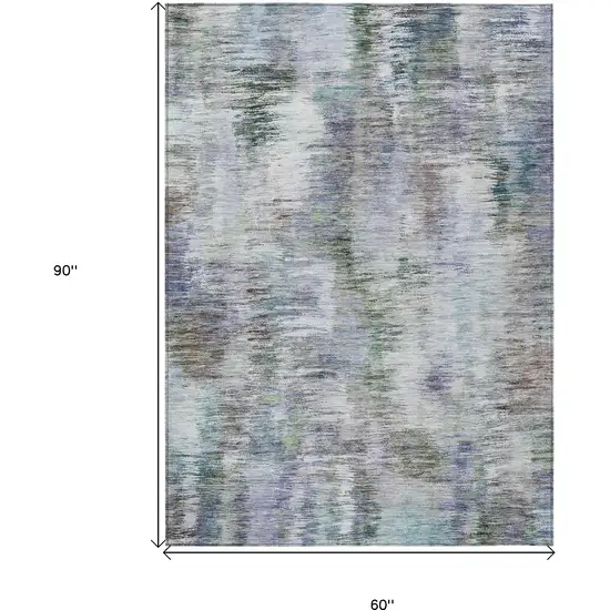 Green Gray And Purple Abstract Washable Indoor Outdoor Area Rug Photo 3