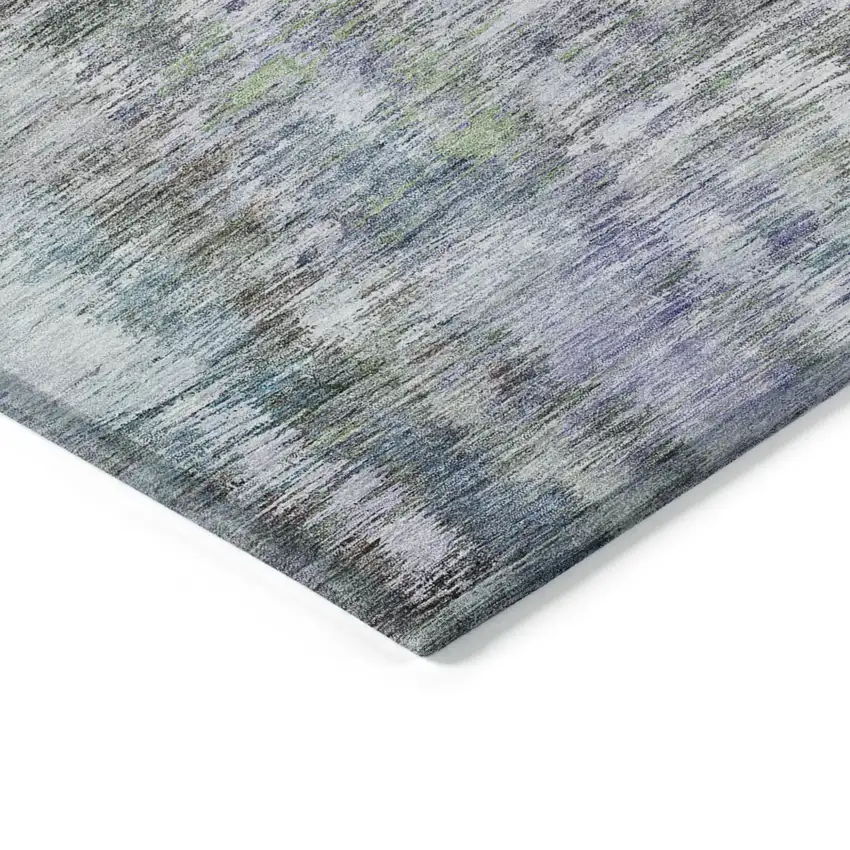 Green Gray And Purple Abstract Washable Indoor Outdoor Area Rug Photo 5