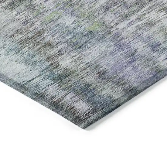 Green Gray And Purple Abstract Washable Indoor Outdoor Area Rug Photo 5