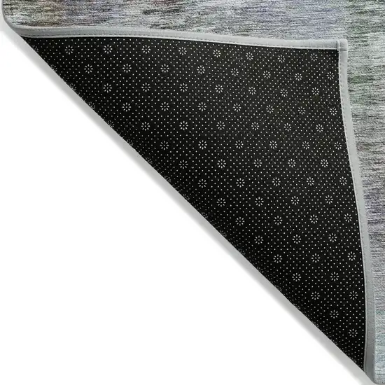 Green Gray And Purple Abstract Washable Indoor Outdoor Area Rug Photo 4