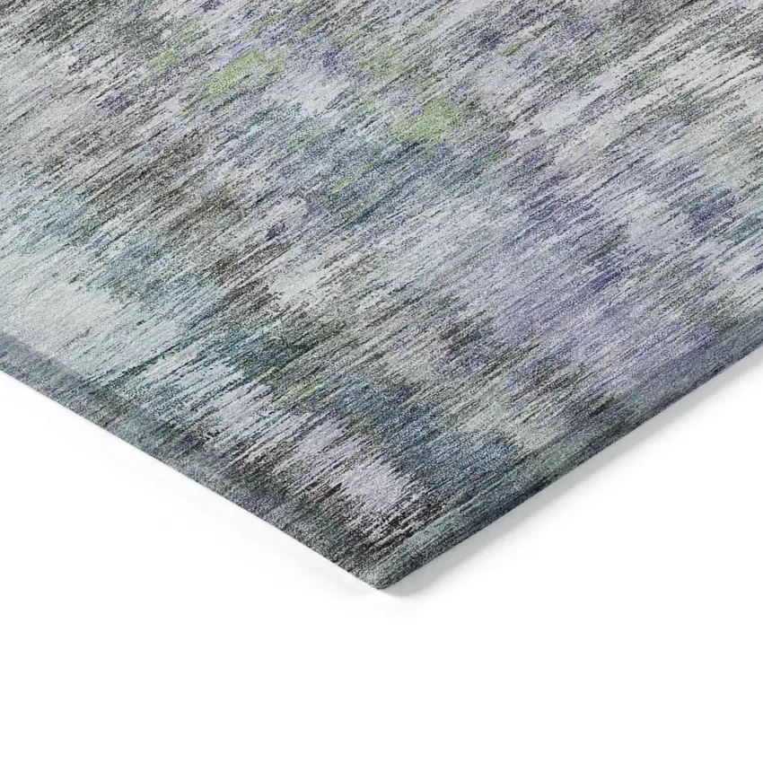 Green Gray And Purple Abstract Washable Indoor Outdoor Area Rug Photo 5
