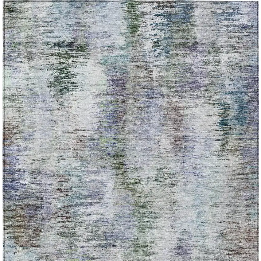 Green Gray And Purple Abstract Washable Indoor Outdoor Area Rug Photo 7