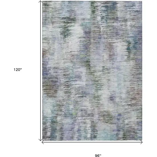 Green Gray And Purple Abstract Washable Indoor Outdoor Area Rug Photo 3