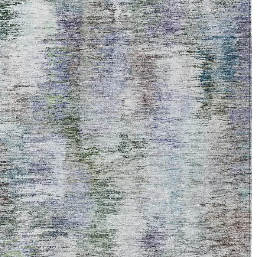 Green Gray And Purple Abstract Washable Indoor Outdoor Area Rug Photo 6