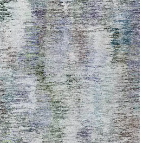 Green Gray And Purple Abstract Washable Indoor Outdoor Area Rug Photo 6
