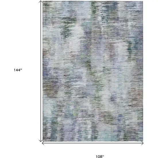 Green Gray And Purple Abstract Washable Indoor Outdoor Area Rug Photo 3