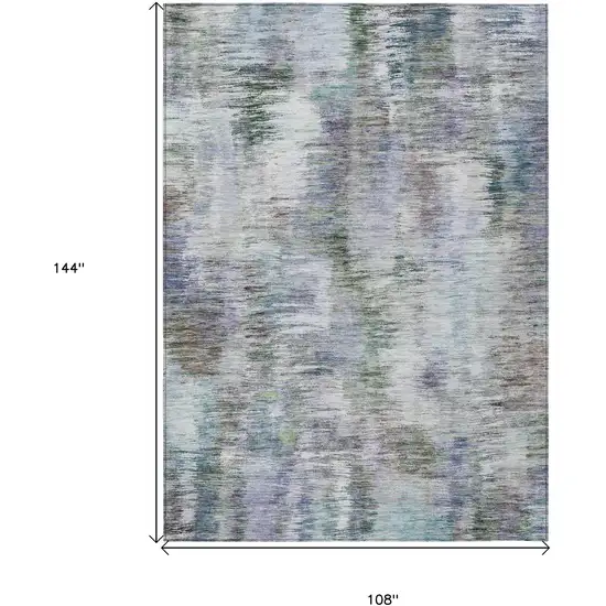 Green Gray And Purple Abstract Washable Indoor Outdoor Area Rug Photo 3
