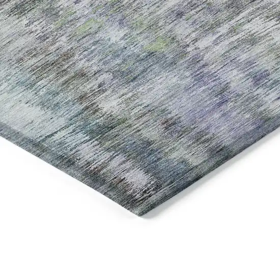 Green Gray And Purple Abstract Washable Indoor Outdoor Area Rug Photo 5