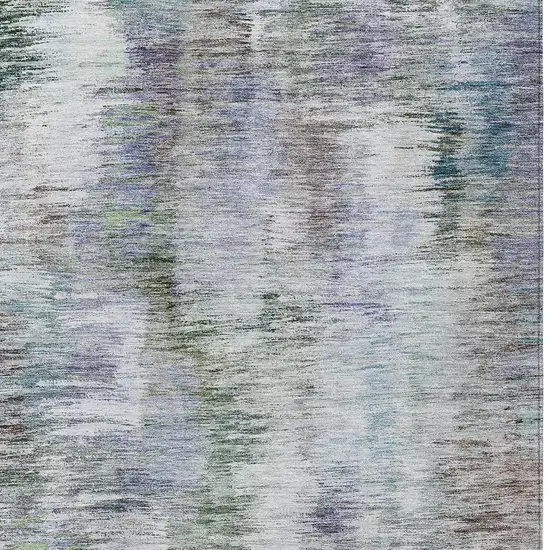 Green Gray And Purple Abstract Washable Indoor Outdoor Area Rug Photo 6