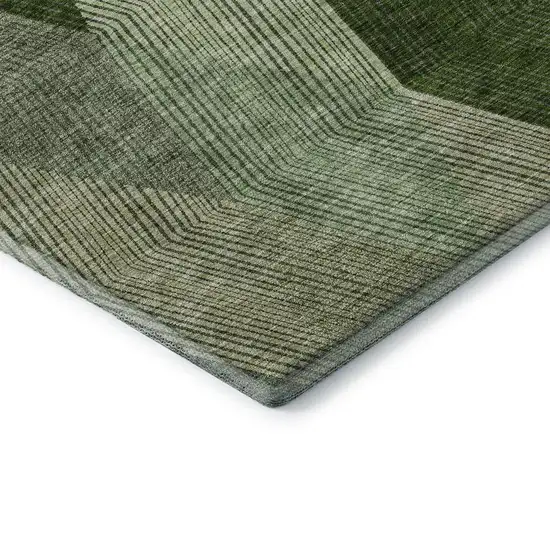 Green Gray And Sage Geometric Washable Area Rug With UV Protection Photo 5