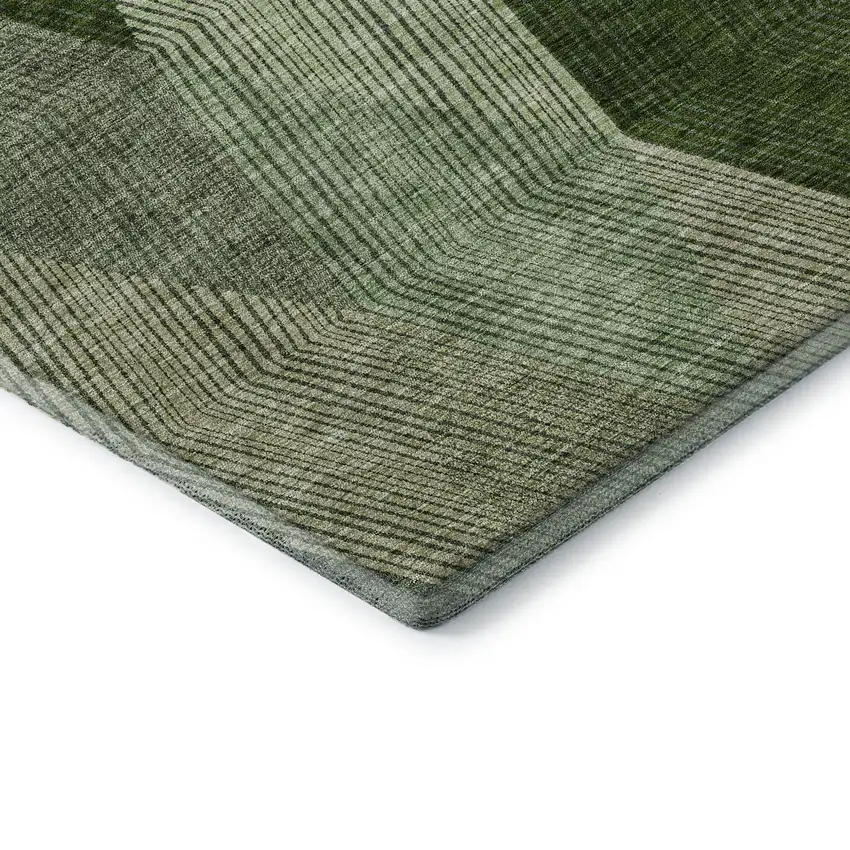 Green Gray And Sage Geometric Washable Area Rug With UV Protection Photo 6