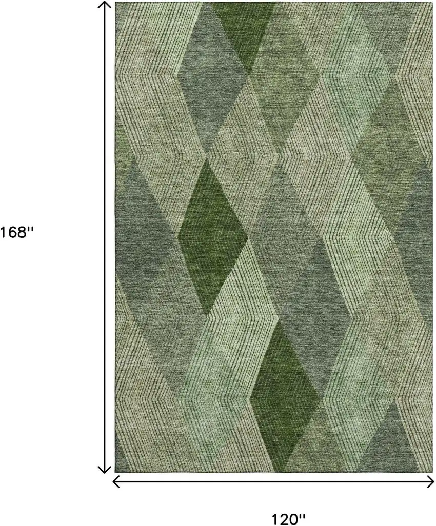 Green Gray And Sage Geometric Washable Area Rug With UV Protection Photo 9