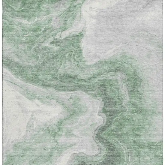 Green Gray And Silver Abstract Washable Area Rug With UV Protection Photo 3