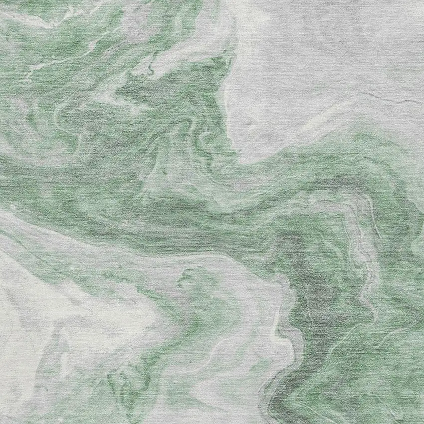 Green Gray And Silver Abstract Washable Area Rug With UV Protection Photo 2