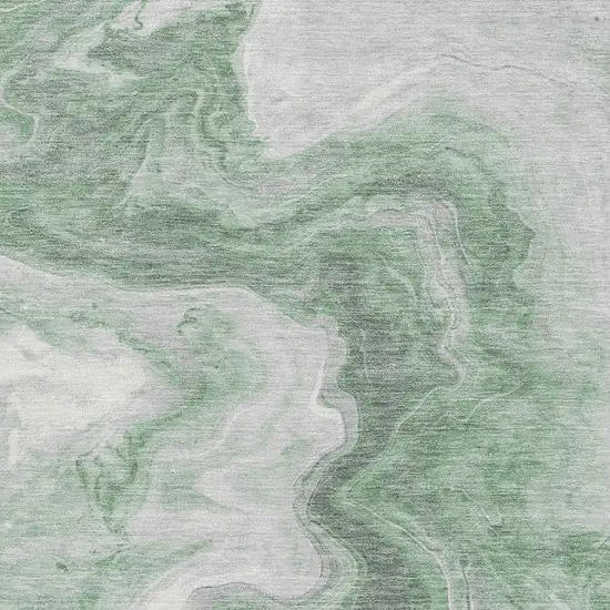 Green Gray And Silver Abstract Washable Area Rug With UV Protection Photo 2