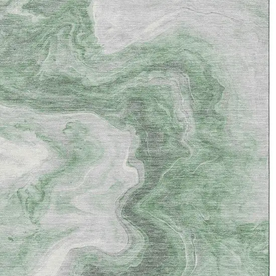 Green Gray And Silver Abstract Washable Area Rug With UV Protection Photo 2