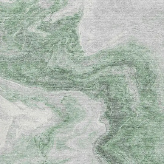 Green Gray And Silver Abstract Washable Area Rug With UV Protection Photo 2