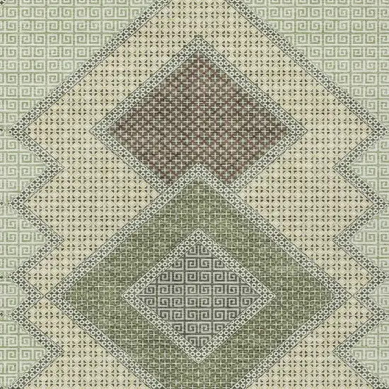 Green Gray And Taupe Geometric Washable Indoor Outdoor Area Rug Photo 4