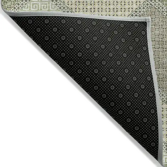 Green Gray And Taupe Geometric Washable Indoor Outdoor Area Rug Photo 5