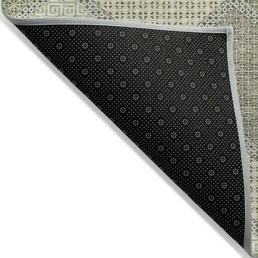 Green Gray And Taupe Geometric Washable Indoor Outdoor Area Rug Photo 5