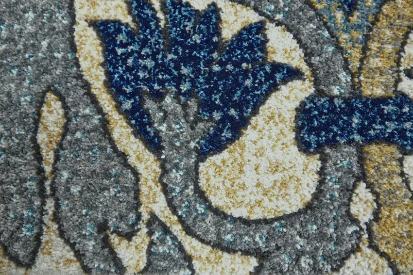 Green Gray and Tan Floral Power Loom Area Rug Photo 6