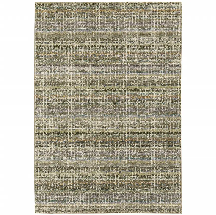 Green Green Grey And Purple Abstract Power Loom Stain Resistant Area Rug Photo 1