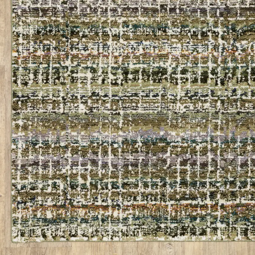 Green Green Grey And Purple Abstract Power Loom Stain Resistant Area Rug Photo 2