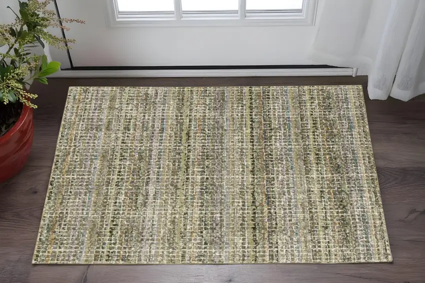 Gray and Ivory Abstract Power Loom Area Rug Photo 1