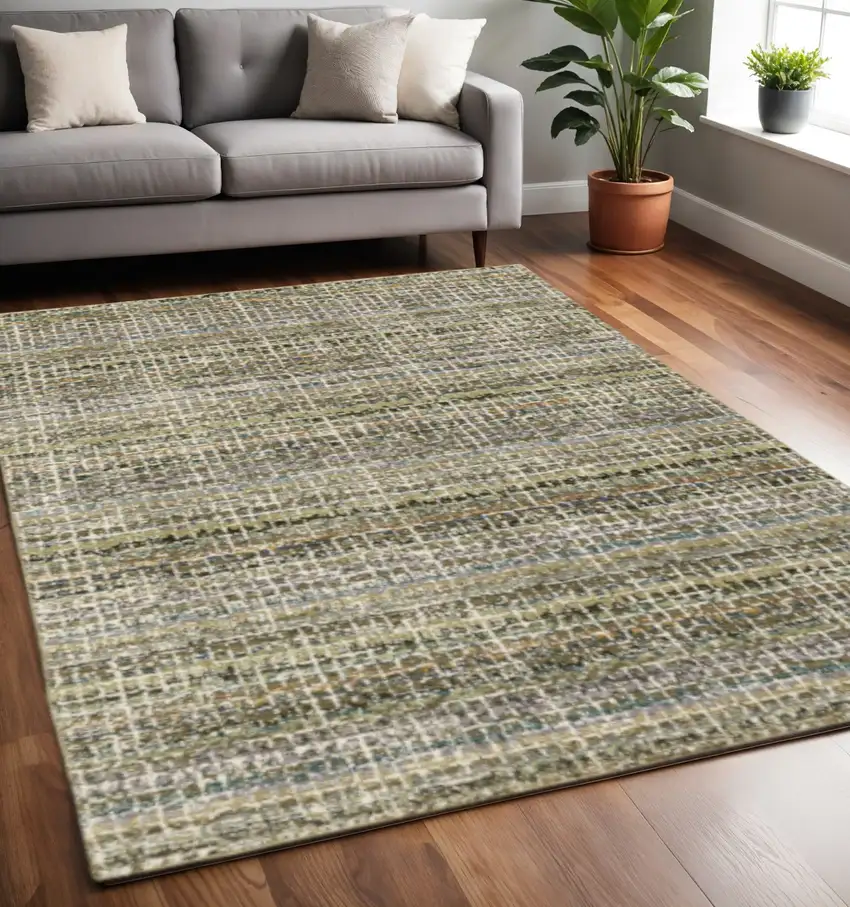 Gray and Ivory Abstract Power Loom Area Rug Photo 1